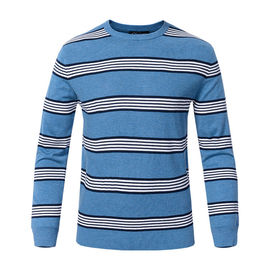 Stripe Winter Woolen Sweater For Mens , Crew Neck Mens Pullover Sweater