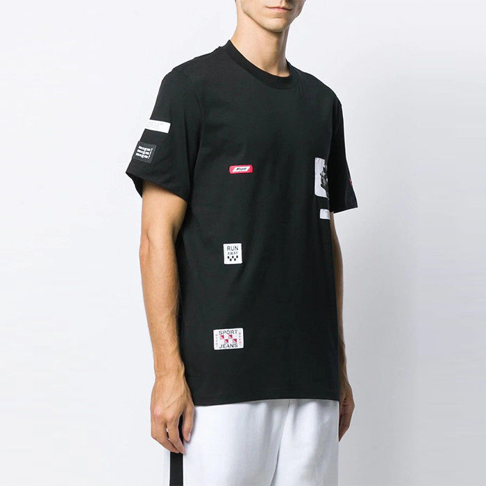 Black Stylish Mens T Shirts Hip Hop Blank Cool Printed T Shirts With Custom Logo